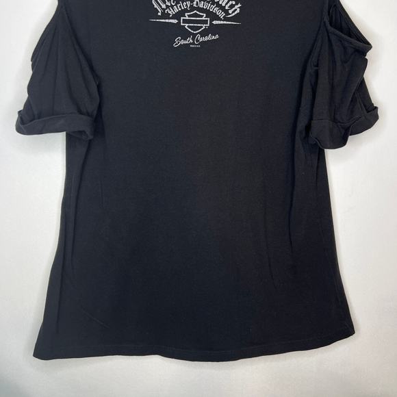Harley Davidson Cold Shoulder Bike Week 2017 Shirt Blouse Black Skull Size XL - Picture 10 of 10